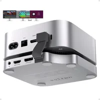 Mac mini M4 Dock & Ständer mit 2 Monitore DP 4K 144 Hz & HDMI 4K 60 Hz, USB C Hub mit 4TB M.2 NVMe SSD-Slot (SSD Nicht enthalten), USB A, SD/TF, Audio, USB C Dock für Mac mini M4/M4 Pro