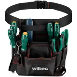 Wiltec Werkzeuggürteltasche 24 x 28 cm bis 15 kg, Werkzeug Gürteltasche 7 Fächer, Werkzeugtasche mit Gürtel verstellbar, robuste Arbeitstasche