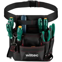 Wiltec Werkzeuggürteltasche 24 x 28 cm bis 15 kg, Werkzeug Gürteltasche 7 Fächer, Werkzeugtasche mit Gürtel verstellbar, robuste Arbeitstasche