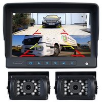 Lescars Frontkamera: Front- und Rückfahrkamera mit XXL-Monitor 7" / 17,78 cm, 170°, IR (Rückfahrkamera Wohnmobil, Einparkhilfen, Autosicherheit)
