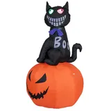 Europalms Halloween Aufblasbare Figur Katze mit Kürbis, 183cm