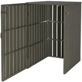 Mendler 1er WPC-Mülltonnenverkleidung HWC-J28, Mülltonnenbox, Metall Holzoptik, erweiterbar 240l ~ grau