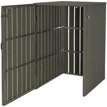 Mendler 1er WPC-Mülltonnenverkleidung HWC-J28, Mülltonnenbox, Metall Holzoptik, erweiterbar 240l ~ grau
