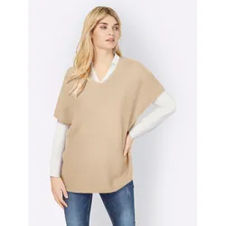 Pullunder HEINE "Pullunder", Damen, Gr. 46, beige (elfenbein), 100% Polyacryl, unifarben, Pullover