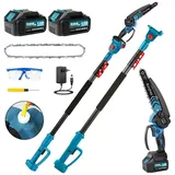 Bundviel Akku-Hochentaster 4-in-1 Bürstenloser Elektro Teleskop Hochentaster Astsäge Gartenschere, bis 235,5 m Arbeitshöhe, mit 2× 4000mAh Akku