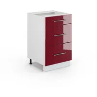 Vicco Schubladenschrank Fame-Line 50 x 51,5 x 81,5 cm Bordeaux Hochglanz