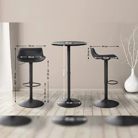 CLP Bartisch-Set Fernie I Runder Stehtisch Und 2x Barhocker Mit Kunststoff-Sitz