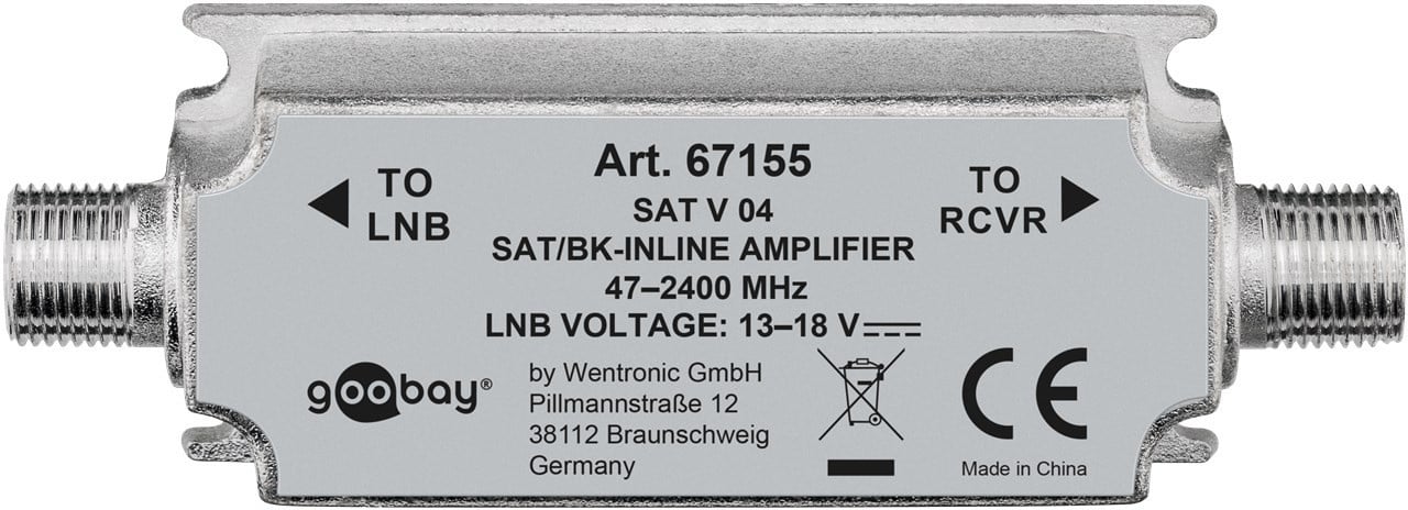 Goobay SAT/BK-Antennenverstärker 47 MHz - 2400 MHz - Strecken-Nahverstärker zur Anhebung von Signalen