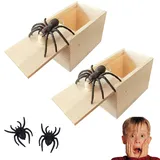 GUTERTOP 2PCS Spinne,Spinne Streich-Box, Scherzartikel für Halloween Streich, Holzkiste Spielzeug-Streich, Geschenk für Frau und Mann witzig Überraschungsbox