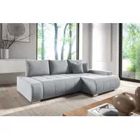 3 Sitzer Ecksofas in L-Form ANTONIO MINI VALERI L, Ottomane Rechts oder Links, Schlaffunktion & Bettkästen, Eckarniutur, Couch in Samt - Hellgrau - Hellgrau