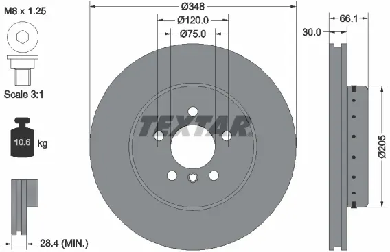 TEXTAR Bremsscheibe 92265725 zweiteilig 348mm 30mm für BMW (BRILLIANCE)