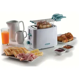 Ariete 0157W Breakfast 2-Schlitz-Toster mit Zangen weiß, 760 W 2 Scheibe(n) Brot, Edelstahlzange, 7 Stufen, - Weiß