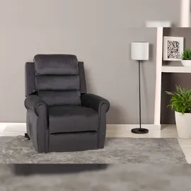 Mendler Fernsehsessel HWC-K63, Relaxsessel, Liegefunktion Aufstehhilfe Massage Heizfunktion, Stoff 220g/m2 Chenille ~ dunkelgrau