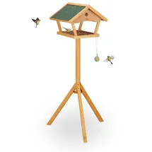 Relaxdays XXL Vogelfutterhaus mit Ständer Dunkelgrün,Hellbraun