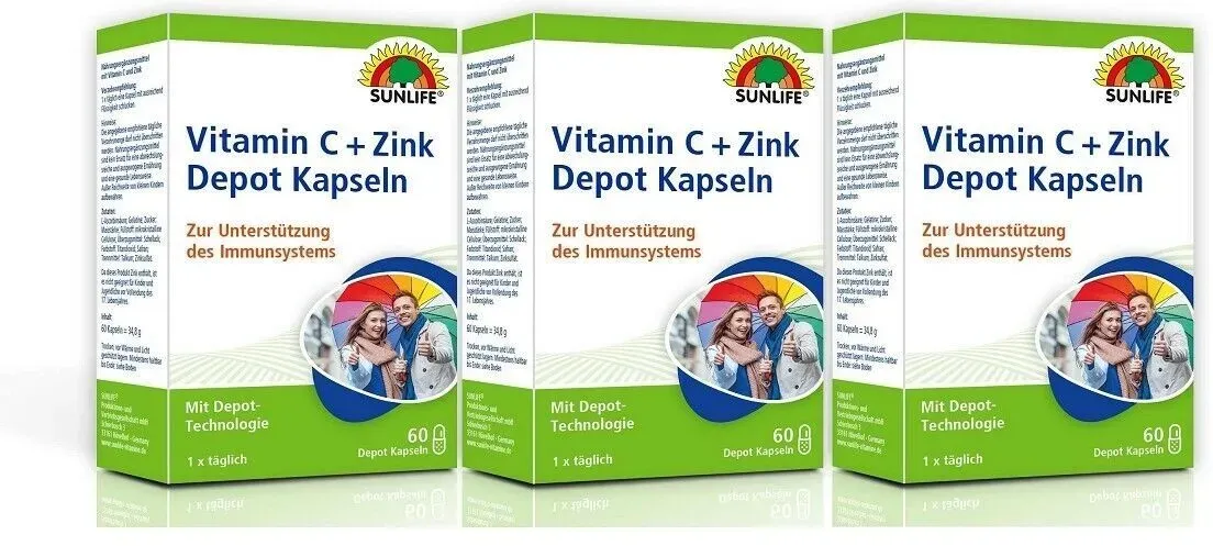 Sunlife Zink + C Depot Kapseln 60 Stück 3er Pack
