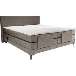 Boxspringbett ALINA "Powell", braun (hellbraun gcp 42), B:172cm L:212cm, Chenille GCP (100% Polyester), Komplettbetten, Boxspringbett, inkl. Motor, Matratze und Topper, in unterschiedlichen Ausführungen