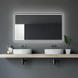 Talos LED Badspiegel Talos Black Moon 120x70 cm - Badezimmerspiegel mit Beleuchtung - feuchtwassergeeignet durch Aluminiumrahmen - Licht-Farbe Neutralweiß