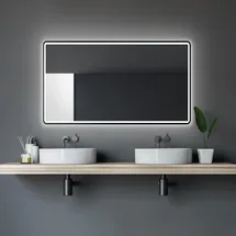 Talos LED Badspiegel Talos Black Moon 120x70 cm - Badezimmerspiegel mit Beleuchtung - feuchtwassergeeignet durch Aluminiumrahmen - Licht-Farbe Neutralweiß