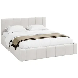 Fdm Bett FLORIDA 120x200 cm mit Lattenrost Stauraum Doppelbett Samt weiß Bettkasten