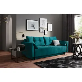 Collection AB Schlafsofa »Solar«, Bettfunktion, Bettkasten, Federkern und loser Rücken- und Zierkissen blau