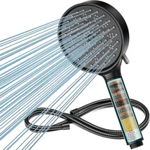 Cobbe Filter Duschkopf mit Schlauch, Cobbe Hochdruck Duschbrause mit 6 Strahlarten, Duschkopf Wassersparend mit Duschschlauch, Handbrause mit Filter Gegen Kalk für Hartes Wasser, Chlor