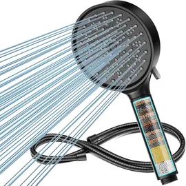 Cobbe Filter Duschkopf mit Schlauch, Cobbe Hochdruck Duschbrause mit 6 Strahlarten, Duschkopf Wassersparend mit Duschschlauch, Handbrause mit Filter Gegen Kalk für Hartes Wasser, Chlor