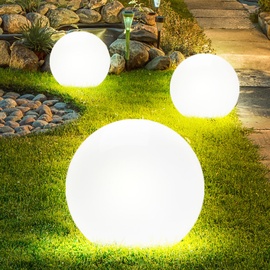 ETC Shop 2er Set LED Außen Leuchten Solar Kugel Strahler Terrassen Garten Beleuchtung Hof Steck Lampen