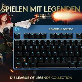 Logitech G PRO Mechanische Gaming-Tastatur - Portabel und ohne Nummernblock, Abnehmbares USB-Kabel, LIGHTSYNC RGB beleuchtete Tasten, Offizielle League of Legends Edition