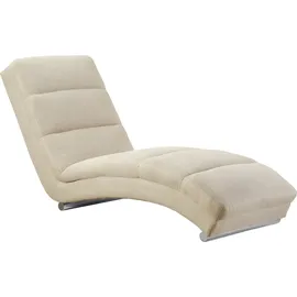 SalesFever Chaiselongue mit Quersteppung | Chrom-Füßen aus Strukturstoff in beige | Gr.: onesize