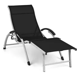 Blumfeldt Sunnyvale Liegestuhl mit Fußteil Aluminium 4-Stufen Schwarz