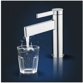 rosenhahn & söhne List M Badarmatur Wasserhahn Badezimmer - Armatur Bad [Chrom] - Heiß + Kalt Waschtischarmatur + Anschlussschläuche