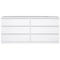 VCM ebuy24 Kommode 6 Schubladen Weiß hochglanz. | Weiß