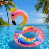 Aufblasbarer Flamingo Schwimmring für Erwachsene Kinder Poolparty Luftmatratze