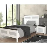 JV Möbel Jugendzimmer, 2tlg Set Bett + Nachttisch Moderne Möbel Kindermöbel Weiß