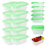 Mypicompany Frischhaltedosen mit Deckel – 10-teiliges Set je 500 ml pro Dose, BPA-frei, luftdicht, stapelbar, mikrowellen- & spülmaschinengeeignet, transparente Gefrierdosen mit grünem Deckel