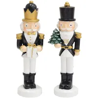 concord home & interior 2 x Nussknacker Dekofigur | schwarz weiß | Weihnachtsfigur Figur Advent | 15,5 cm