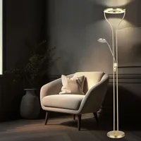 GLOBO Stehleuchte Stehlampe Deckenfluter Wohnzimmerleuchte Schlafzimmerlampe, dimmbar, flexibler Lesespot,
