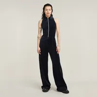 G-Star Wide Leg Velvet Jumpsuit - Dunkelblau - Damen - M