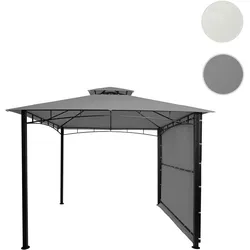 Pergola HWC-F94, Garten Pavillon, Stahl bewegliche Seitenwand 2,5x2,5m ~ grau