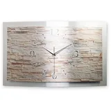 Kreative Feder Funkwanduhr 3D Designer-Wanduhr „Steinmauer“ aus gebürstetem Aluminium (3D-Wölbung; einzigartiges Zwei-Platten-Design; flüsterleises Uhrwerk) beige|silberfarben 80 cm x 40 cm