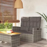 Homgoday Gartenbank mit Liegefunktion & Kissen Sitzbank Balkonbank Terrassenbank Parkbank Bnak Ruhebank mit Rückenlehne Verstellbar für Garten Terrasse Balkon Grau 118 cm Poly Rattan