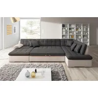 Wohnlandschaft TRENDMANUFAKTUR "Rave II, toller Sitzkomfort, auswendige Detailverarbeitung" Sofas Gr. B/H/T: 323cm x 77cm x 202cm, Struktur fein, Recamiere links, mit Bettfunktion, beige (creme/dunkelgrau) wahlweise mit Bettfunktion, U-Form