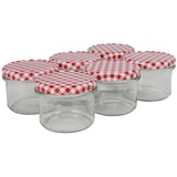 Buri Einmachgläser 6er-Set 235ml Marmeladengläser Vorratsglas Schraubdeckel kariert