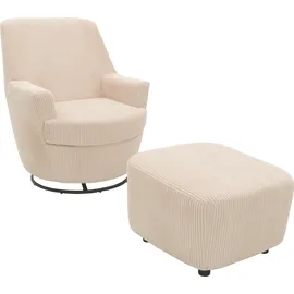 INOSIGN »HETTY, Drehsessel mit Wippfunktion und Hocker; Lesesessel, Armsessel« Set, 2 Stk. tlg. mit Dreh/Wippfunktion, mit Federkern, in Cord und Microfaser