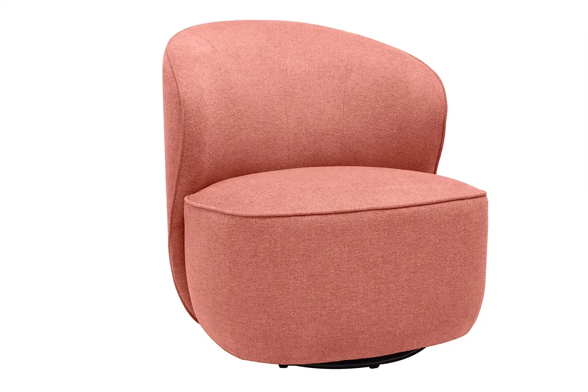 Fauteuil design pivotant en tissu effet velours texturé terracotta AMBER