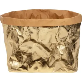 Onvaya Aufbewahrungskorb Krempelbox Dekobox Geschenkbox waschbar 37 x 22 x 20 cm Gold/grau