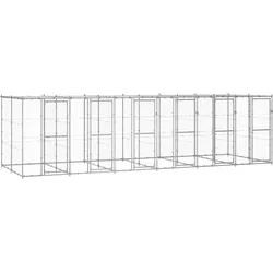 Outdoor-Hundezwinger mit Überdachung Verzinkter Stahl 14,52 m2