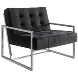s-style möbel Loungesessel mit Silber, Metall Füßen aus Schwarz, Samtstoff, B/T/H: 84 cm/89 cm/81 cm, - Schwarz