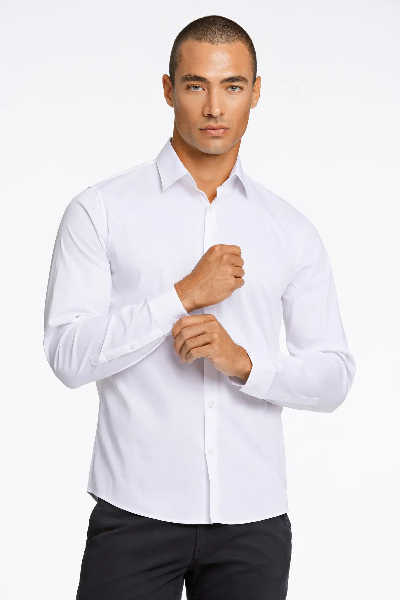 Businesshemd LINDBERGH, Herren, Gr. XXL, N-Gr, weiß, Stoff, Obermaterial: 76% Baumwolle, 21% Nylon, 3% Elasthan, slim fit normal, Ärmel mit Ärmelschlitz 2-Knopf-Manschette, Hemden, mit Stretchanteil