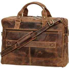 GREENBURRY Vintage Aktentasche Leder 43 cm Laptopfach braun